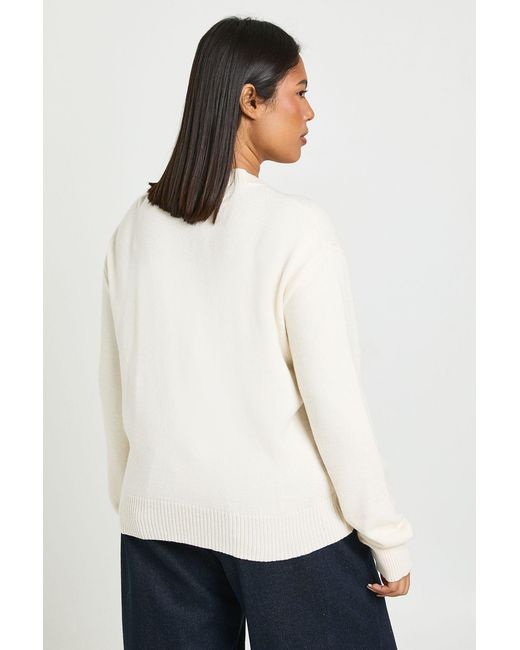 Boohoo White Plus Button Crew Neck Jumper