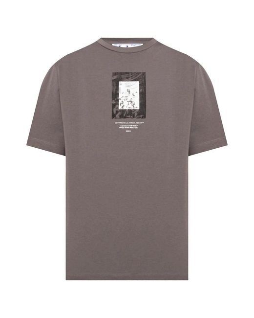 Off-White c/o Virgil Abloh Gray Paint Mirror Logo Slim Fit T-Shirt Cotton for men
