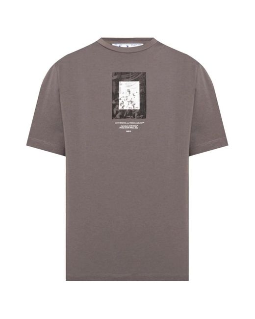 Off-White c/o Virgil Abloh Gray Paint Mirror Logo Slim Fit T-Shirt Cotton for men