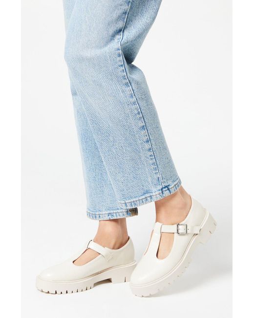 Faith Blue Naevias Chunky T-Bar Mary-Jane Shoes