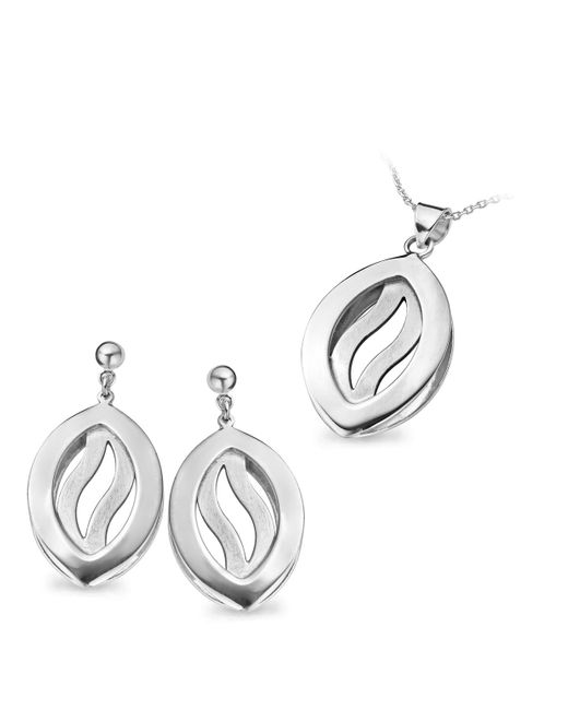Orphelia White 925 Sterling Set: Chain-Pendant + Earrings