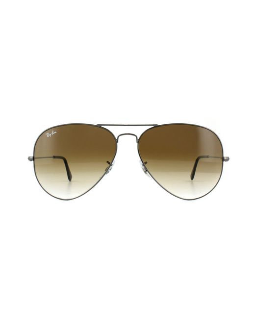 Ray-Ban Brown Sunglasses Aviator 3025 Gunmetal Gradient 004/51 62Mm for men