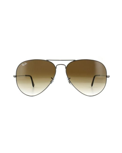 Ray-Ban Brown Sunglasses Aviator 3025 Gunmetal Gradient 004/51 62Mm for men