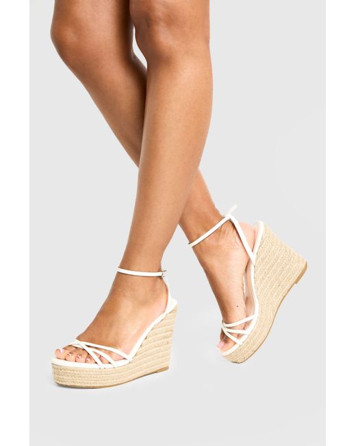 Boohoo Natural Wide Fit Crossover Strap Wedges