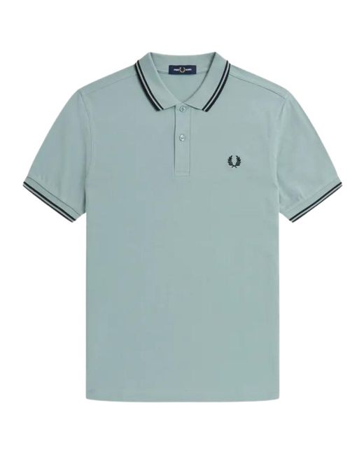 Fred Perry Blue Twin Tipped Collar Light Polo Shirt Cotton for men