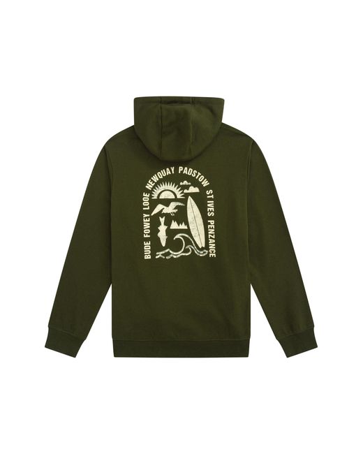Mountain Warehouse Green 'Regional' Cornwall Graphic Overhead Hoodie Drawcord Warm Cosy Pullover Cotton for men