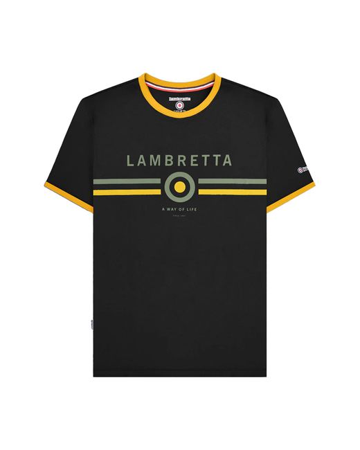 Lambretta Black Target Ringer T-Shirt Cotton for men