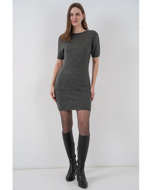 Bigdart Black Basic Mini-Strickkleid