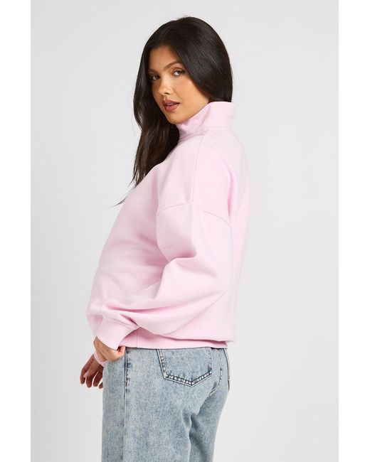 Boohoo Red Maternity Oversized Half Zip Sweatshirt