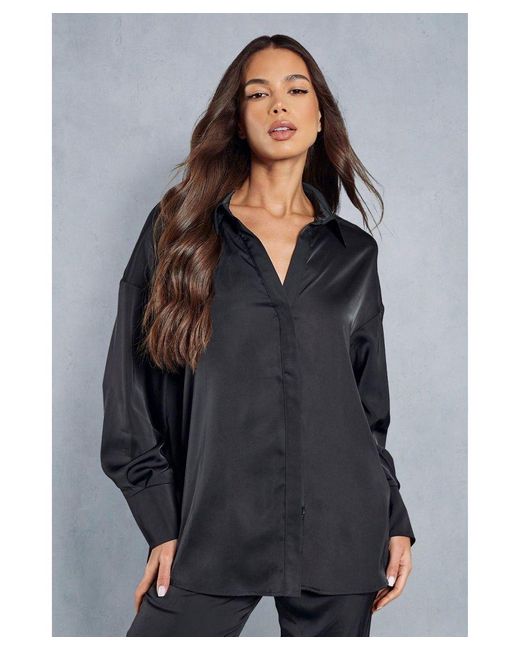 MissPap Gray Satin Relaxed Shirt