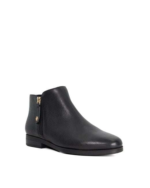 Dune Black Poleyn Low Cut Side Zip Ankle Boots