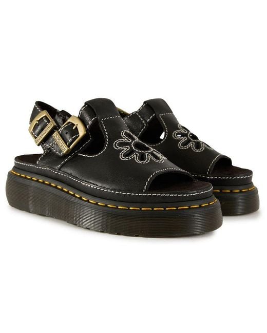 Dr. Martens Black Dr Dunnet Flower Sandals