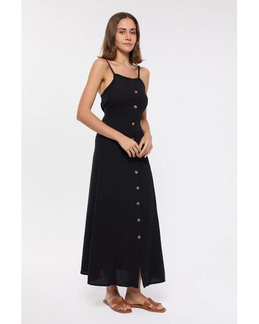 Hiccup Black Backless Cotton Maxi Dress