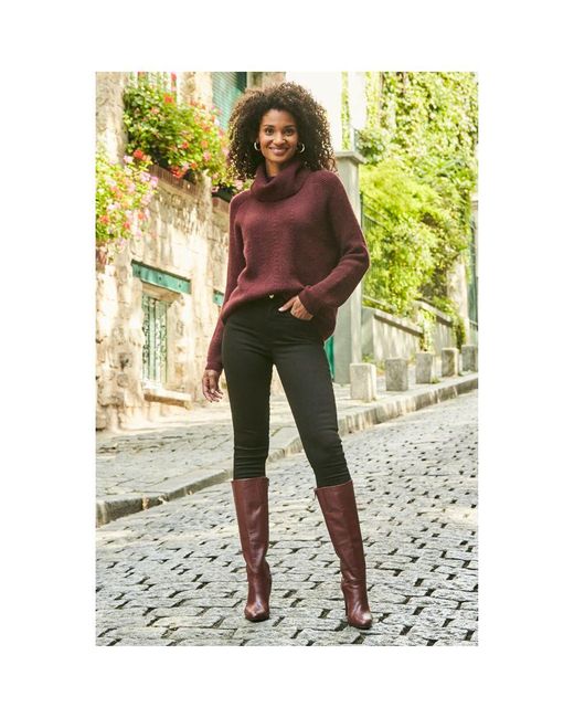 Sosandar Red Blake Leather Zip Knee High Boot