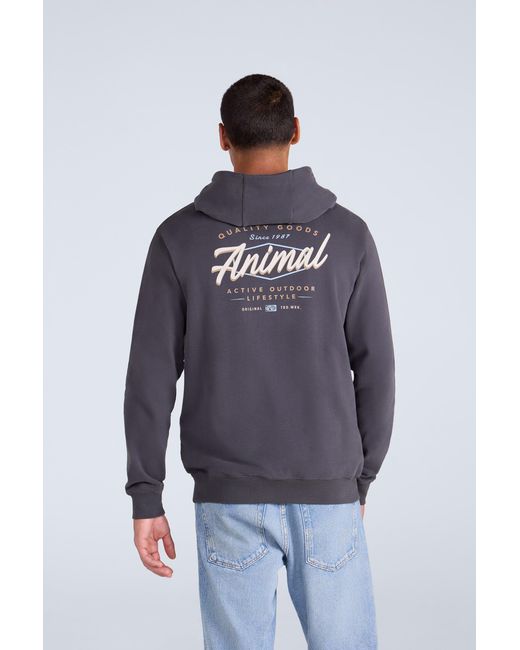 Mountain Warehouse Blue 'River' Hoodie Drawcord Adjustable Hood Cosy Pullover Cotton for men