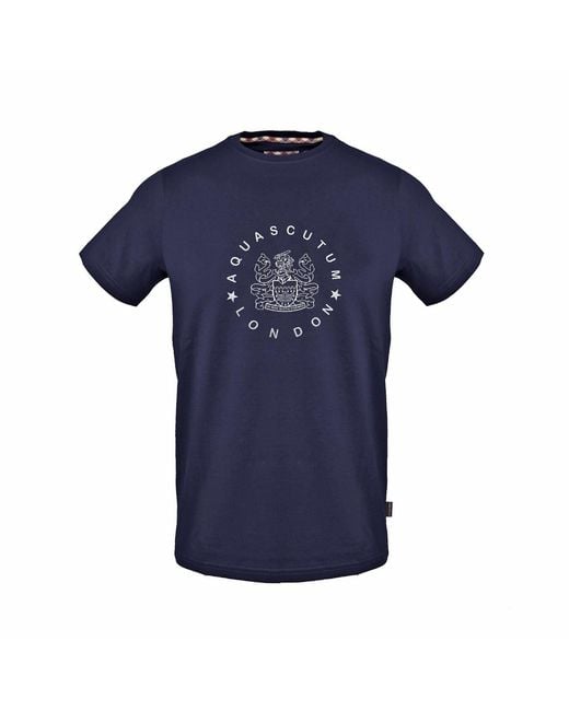 Aquascutum Blue Crew Neck Short Sleeve Jersey T-Shirt for men