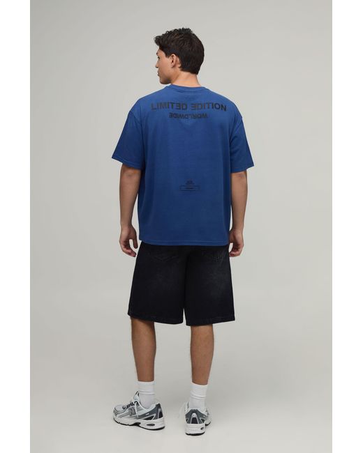 BoohooMAN Blue Oversized Raised Limited Text T-Shirt for men