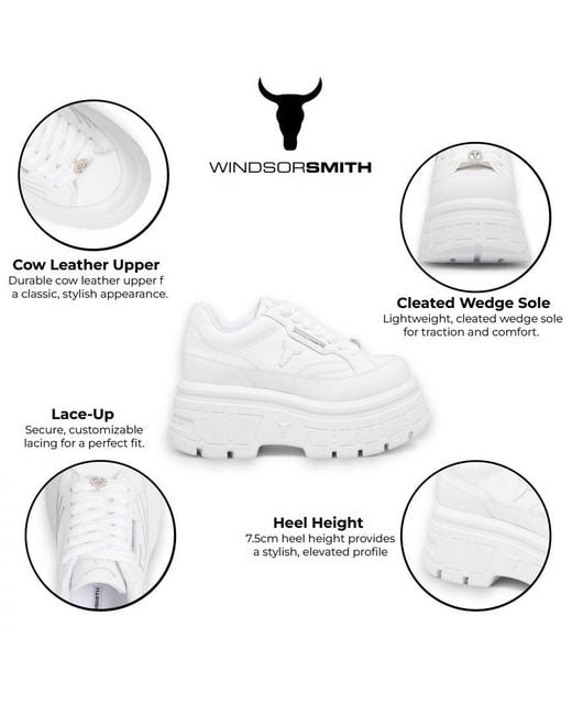 Windsor Smith White Chunky Leather Sneakers