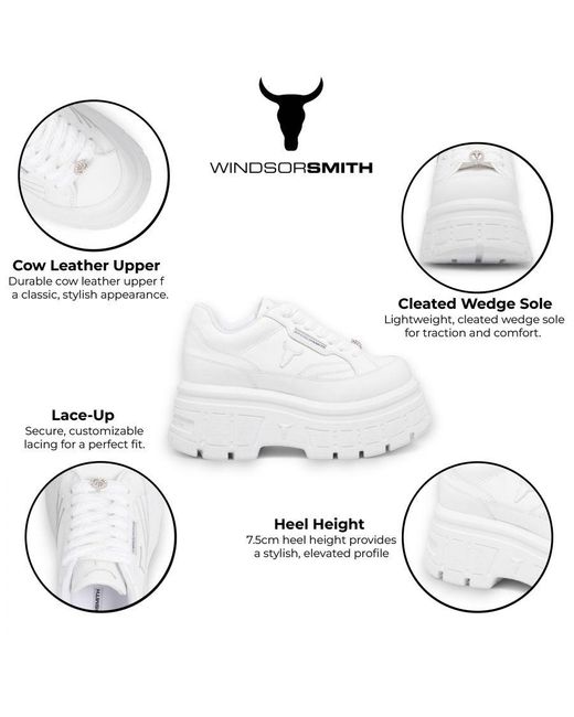 Windsor Smith White Chunky Leather Sneakers