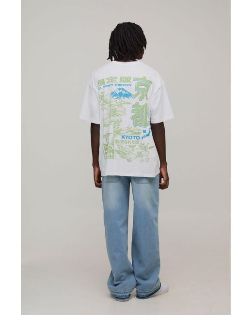 BoohooMAN White Oversized Kyoto Floral Graphic T-Shirt Cotton for men