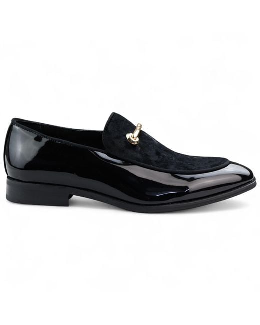 Infinity Leather Black Smart Loafers Lined Velvet Slip-On Shoes Faux Leather for men