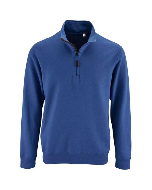 Sol's Blue Stan Contrast Zip Neck Sweatshirt (Royal) for men