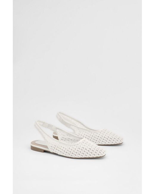 Oasis White Shauna Faux Leather Lace Slingback Ballet Pumps
