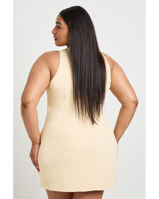 Boohoo Natural Plus Button Front Tailored Mini Dress