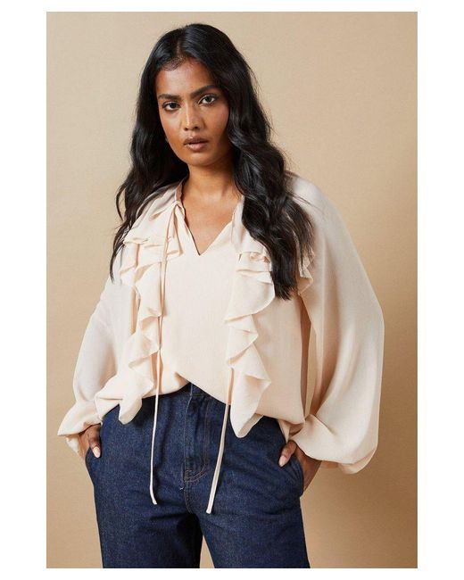 Oasis Chiffon Ruffle Blouse in Blue Lyst UK