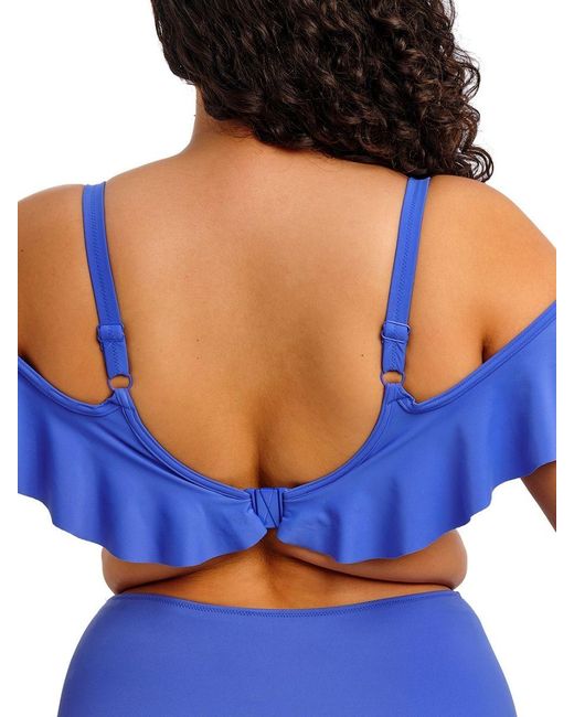 Elomi Blue Plain Sailing Ruffle Bikini Top