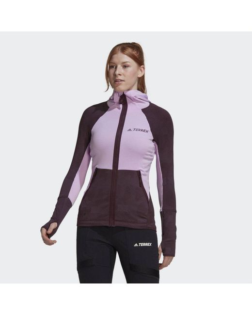 Adidas Originals Purple Tech Flooce Hooded Hiking Fleece Jacket