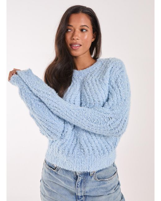 Pink Vanilla Blue Zig Zag Detail Cropped Knit Jumper