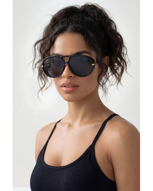 Boohoo Black Oversized Rounded Aviator Sunglasses