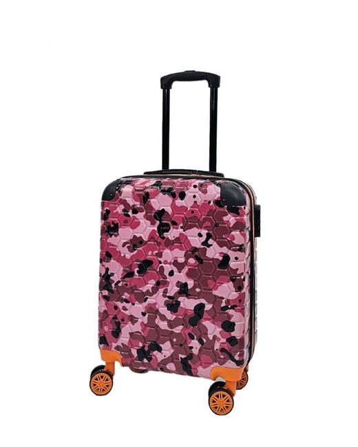Infinity Leather Red Hardshell Cabin Suitcase Robust 8 Wheel Abs Luggage Travel Bag
