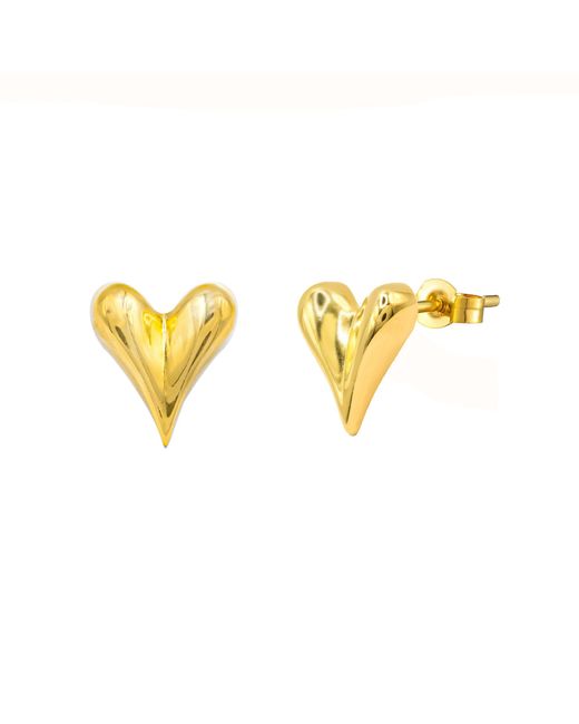 The Jewellery Stockroom Metallic 18Ct Plated Sterling Stretched Heart Studs