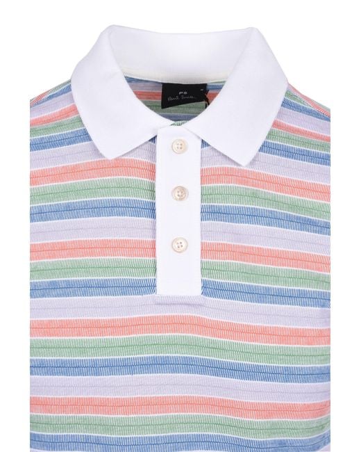 Paul Smith Blue Reg Fit Ss Polo Multi Coloured for men