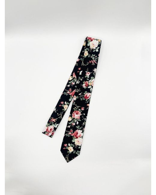 SVNX White Floral Print Tie for men