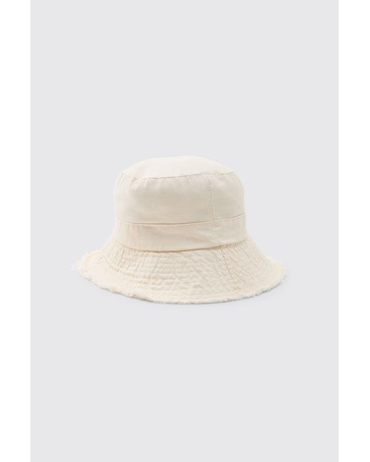 BoohooMAN White Bucket Hat With Drawstring for men