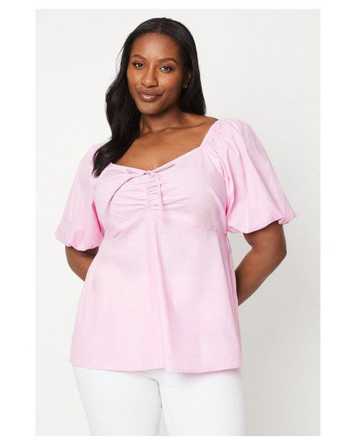 Dorothy Perkins Pink Curve Tie Front Square Neck Top