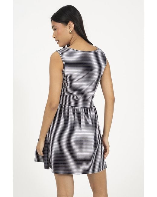 Brave Soul Purple Cotton Jersey Scoop Neck Stripe Skater Mini Dress