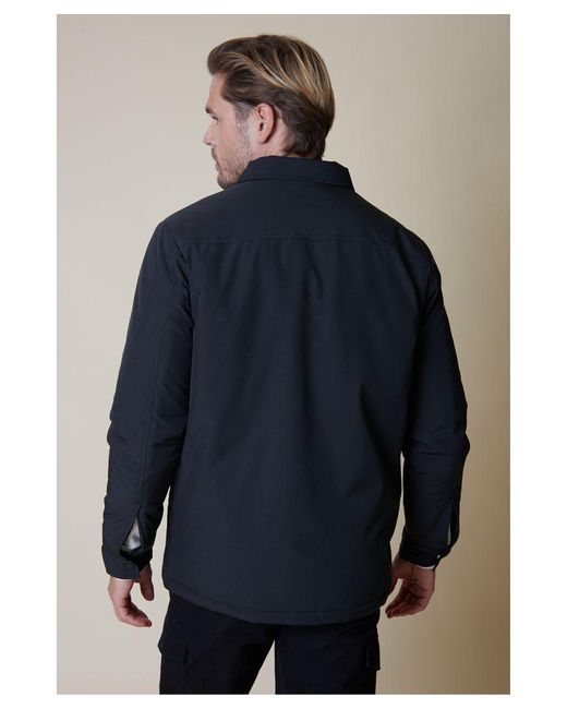 Threadbare Blue 'Merci' Button Up Lightweight Padded Overshirt Shacket for men
