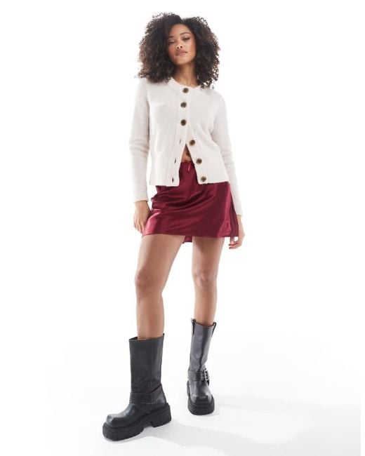 Miss Selfridge Red Satin Bias Mini Skirt With Bow