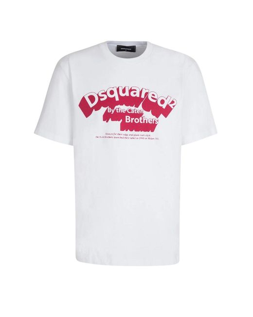 DSquared² White Flocked Logo T-Shirt Cotton for men