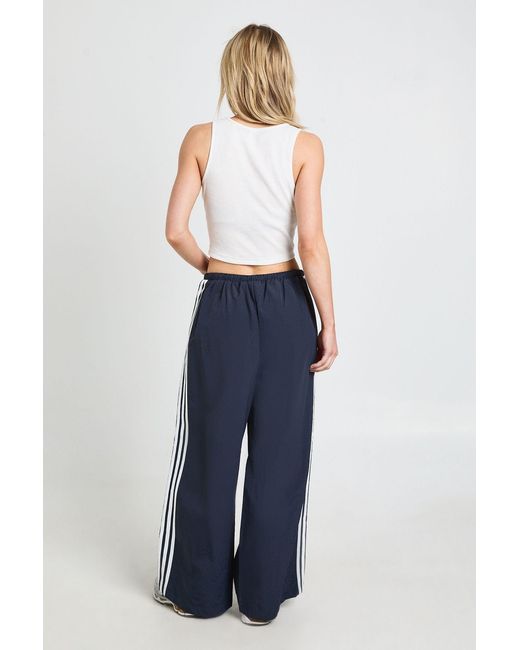 Boohoo Blue Petite Nylon Side Stripe Wide Leg Trousers