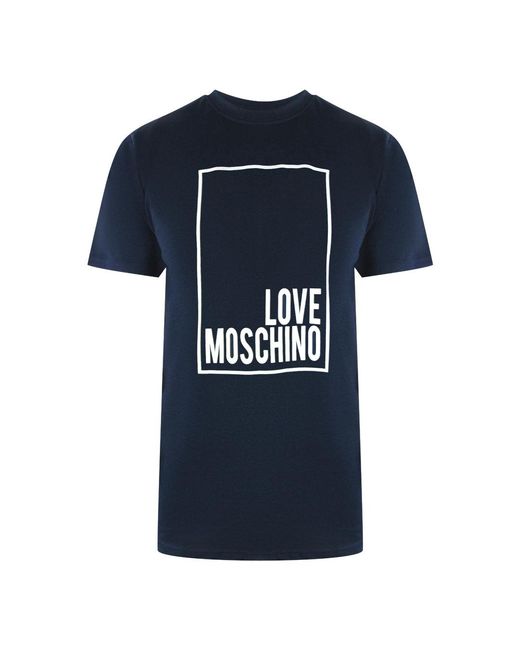 Moschino Blue Love Box Logo T-Shirt Cotton for men