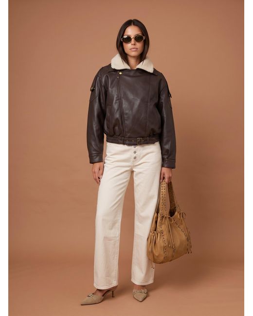 Urban Bliss Brown Pu Borg Bomber Jacket