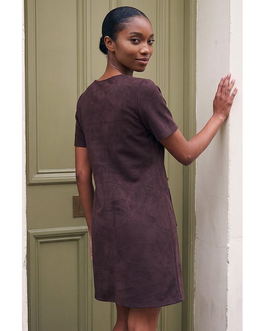 Roman Purple Petite Faux Suede Dress