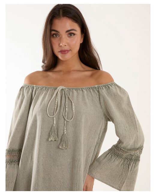 Blue Vanilla Natural Lace Trim Tunic Dress