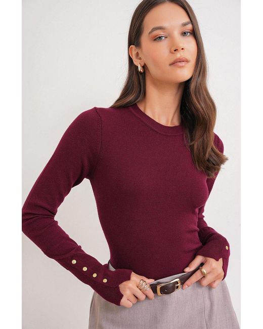 MixRay Red Rundhals Strickpullover