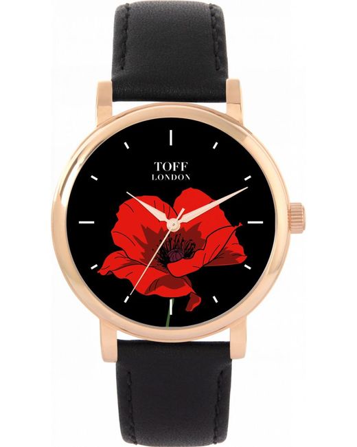 Toff London Black Tlws-32831 Ladies Poppy Flower Watch